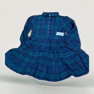 Old Navy Black Watch Green Blue Plaid Dress NWT 5T Toddler Girls